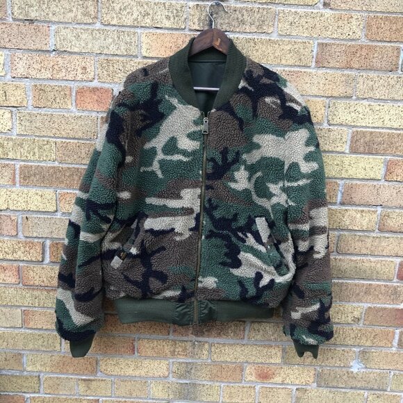 Alpha Industries MA-1 Reversible Sherpa Fleece Camo Jacket Large - Picture 15 of 15